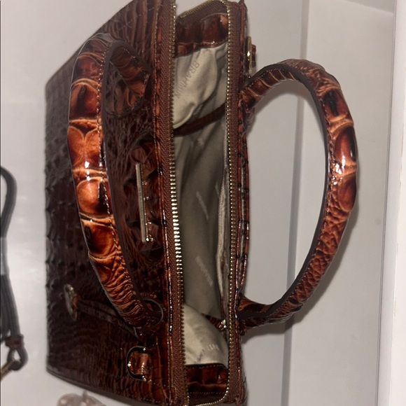 Brahmin Small Caroline satchel in Pecan Melbourne Crocodile-Embossed Leather - Picture 5 of 5